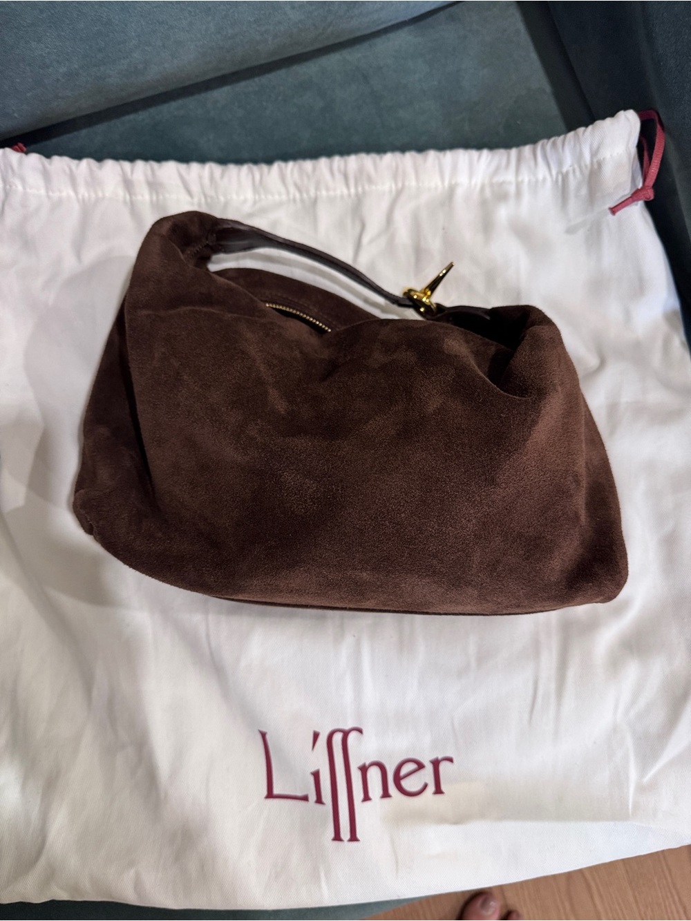 Liffner Brown Suede Pillow Pouch Bag - Picture 4 of 8